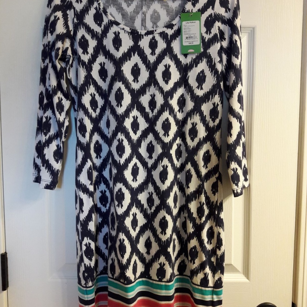 NWT Lilly Pulitzer Bright Navy Little Fish Engineered Beacon Dress Women's XS